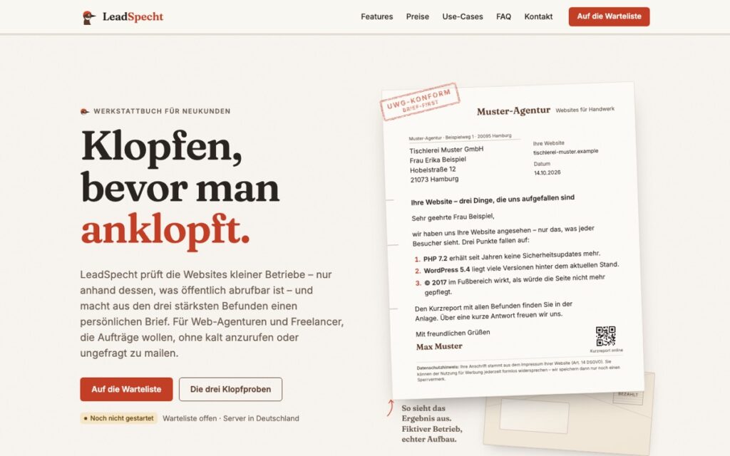 Screenshot: LeadSpecht